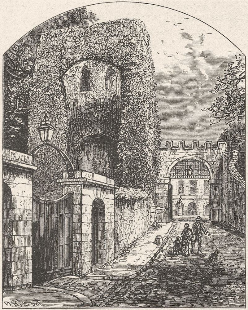 DEVON. Exeter. Ruins, Rougemont Castle 1898 old antique vintage print picture